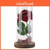 Flower Light Rose Led Preserved With Glass Cover Wooden Base Valentines Day Wedding Gift Red