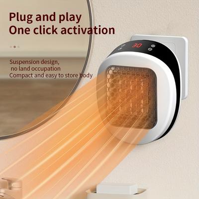 600W Tragbare Heizung, Fernbedienung Wandstecker Elektrische Raumheizung mit Einstellbarem Thermostat und Timer & LED-Anzeige, für Wohnheimzimmer