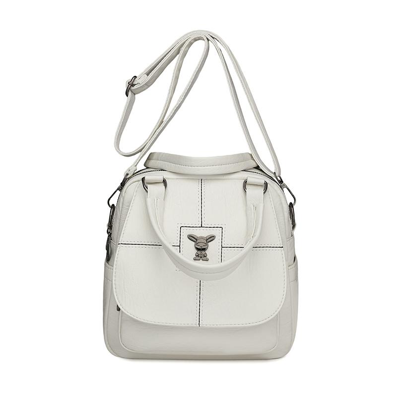 Multifunctional Shoulder Bag Women's Soft Leather Backpack Solid Color Shoulder Bag