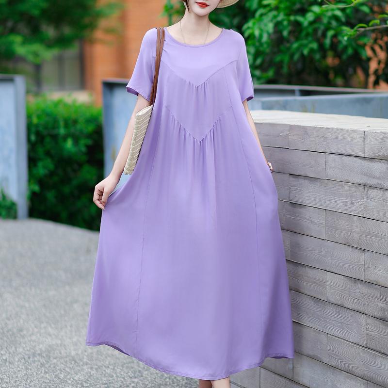 Κομψά Καλοκαιρινά Φαρδιά Φορέματα Γυναικεία Vintage Ρούχα Κοντομάνικο Μεγάλο Μέγεθος Casual Μακρύ Φόρεμα
