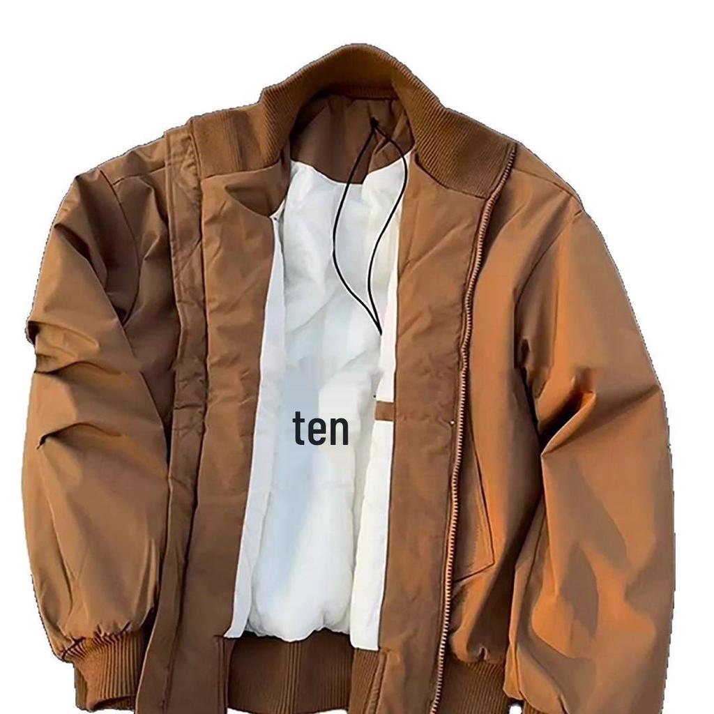 Men's American Style Cotton Flight Jacket: Thickened Autumn/Winter Warm Stand Collar Baseball Outerwear
