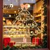 Easy Peel Window Film Christmas Tree Sticker, Simple Line Static Cling Decal, Waterproof PVC Glass Clings Removable Festive Decal for Holiday