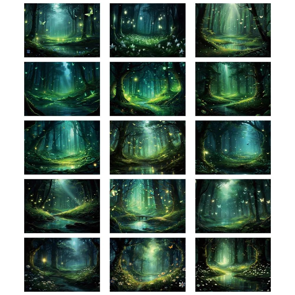 30pcs/Pack Retro Material Paper DIY Decorative Scrapbook Base Paper Firefly Forest Series Dreamscape Handbook Collage Paper