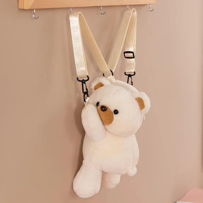 Cute Bear Plush Mini Backpack Crossbody Bag For Girls Students Best Friend Gift