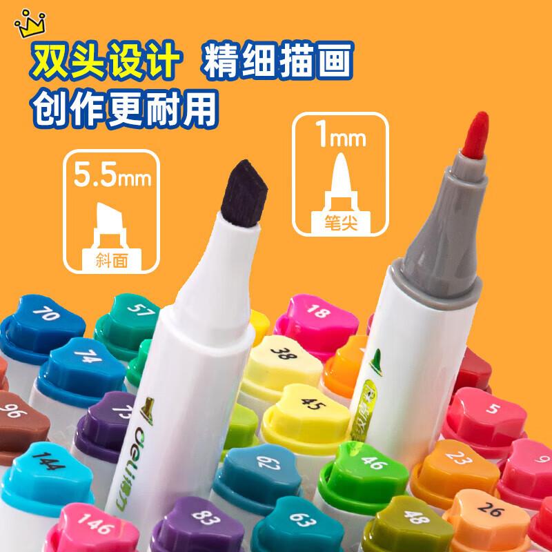Deli Food Grade Mark Pen, Children's Fine Triangle Rod, Double Headed Water based Color Pen, Student Art Special Drawing