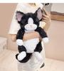 Adorable Striped Cat Plush Desk Companion - Black & White Figurine Soothing Doll for Children’s Birthday Gift