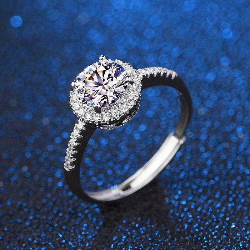 

S925 sterling silver moissanite ring women s 50 points 1 carat round bag full of diamonds adjustable ring jewelry gift adjustable opening