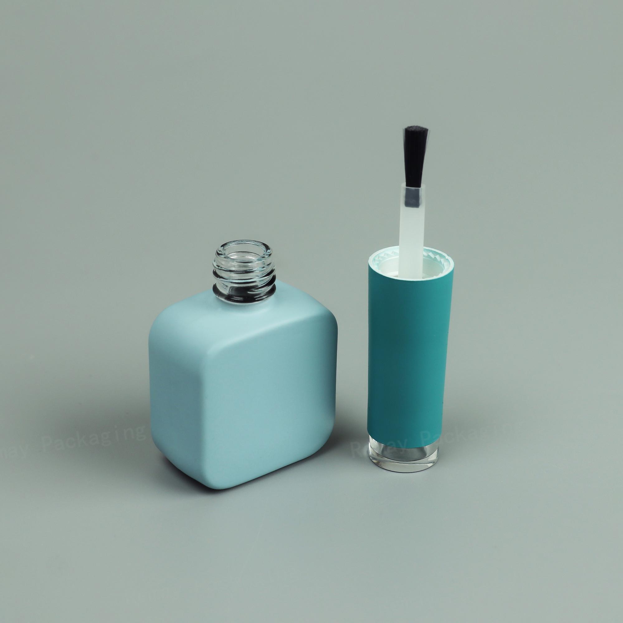 Unique square 10ml Blue UV Nail Gel Polish Glass Bottle With Brush Rectangle Cosmetic Nail Polish Glass Bottle with Brush Cap 0.5 cm&10ml bottle синий