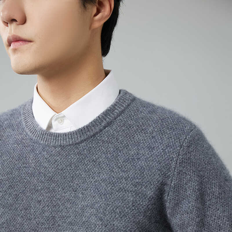 New Thickened Pimple Needle Cashmere Sweater Men's Crew Neck Long Sleeve Pullover Knitted Wool Sweater