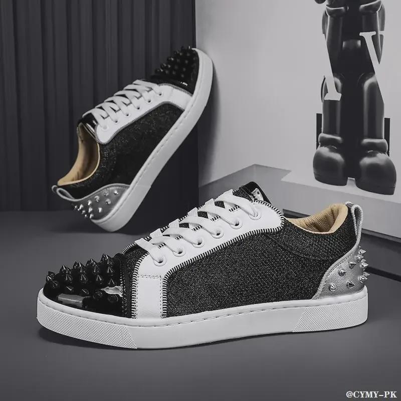 2024 Men's Casual Black Rivet Low-Top Fashion Shoes