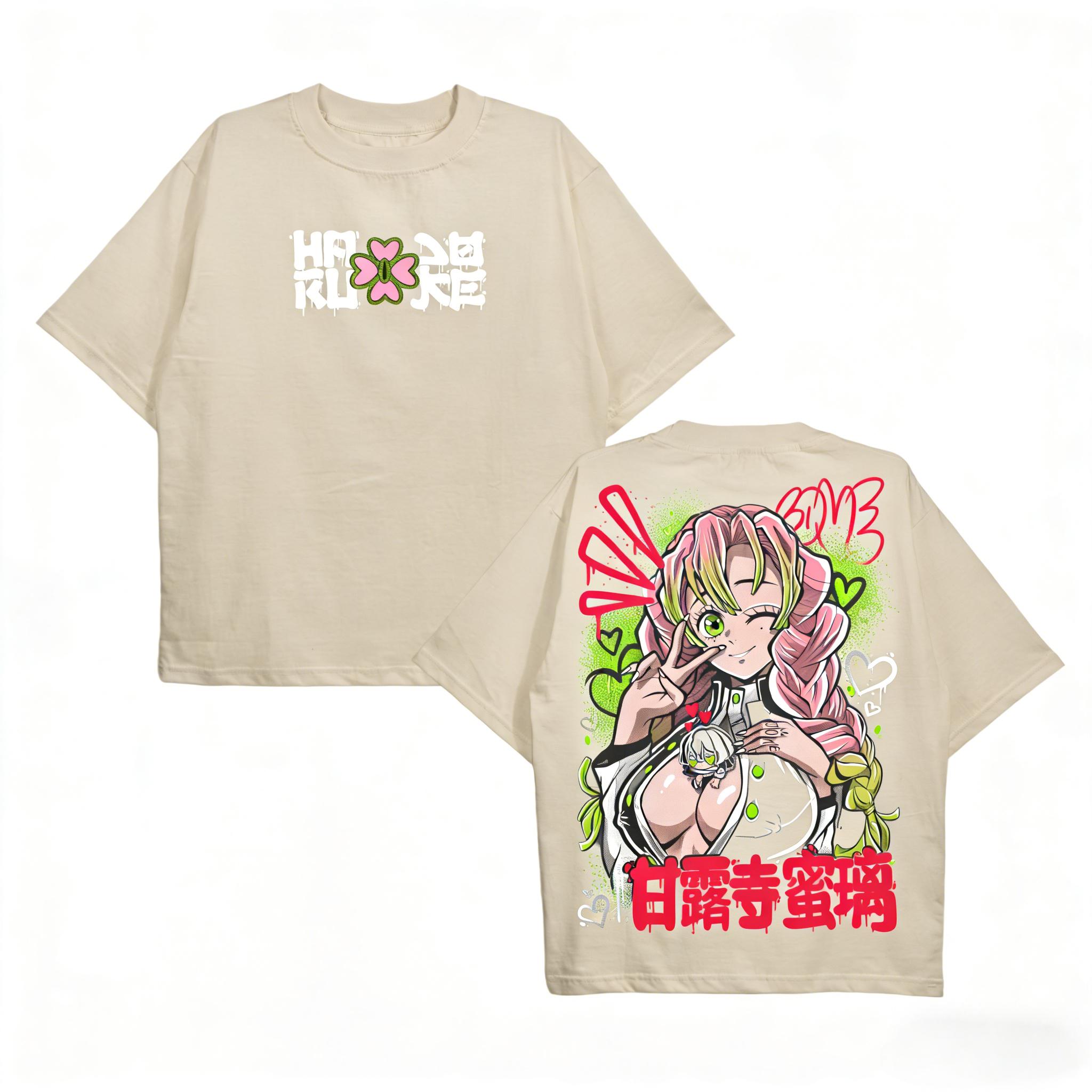 Demon Slayer  Mitsuri Kanroji Graphic Unisex TShirt Oversized 100 Cotton Unisex ONeck Short Popular Streetwear Sleeve Y2k Tee 4XL