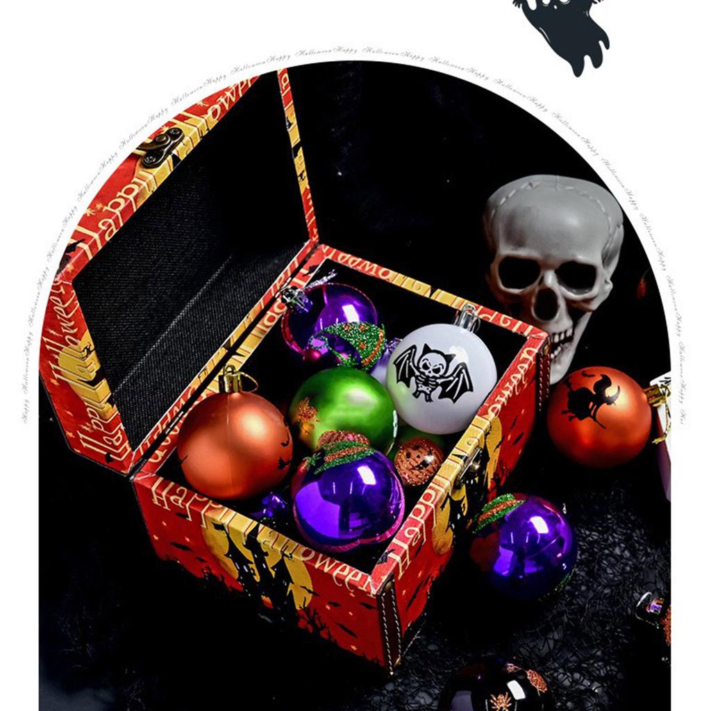 Dark Skeleton Ball Set 6cm Halloween Party Tree Hanging Porch Decoration Painted Plated Ball Hanging,halloween Indoor Decor,halloween Decorations,