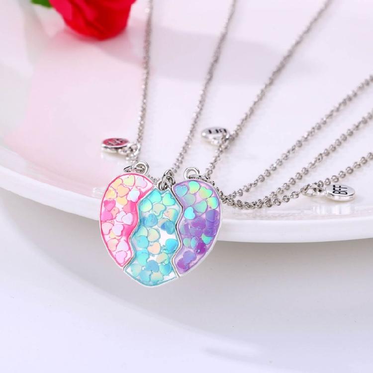 3 Pezzi Collana Girocollo Magnetica a Forma di Cuore Ottima per Amiche Catena a Cuore da Unire