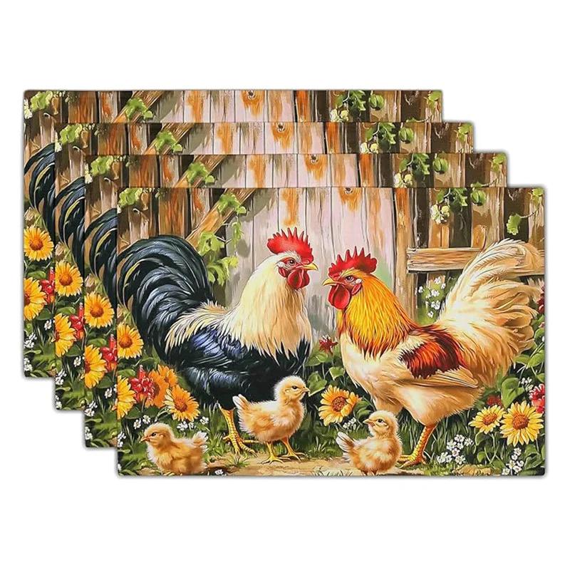 Linen Meal Mat for Spring and Summer, Sunflower Flowers Kitchen Decoration, Dining Table Insulation and Anti Fouling Mat