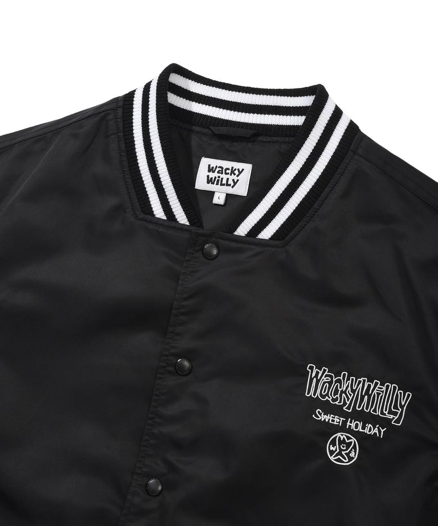 Wacky Willy Nylon Varsity Jacket Black
