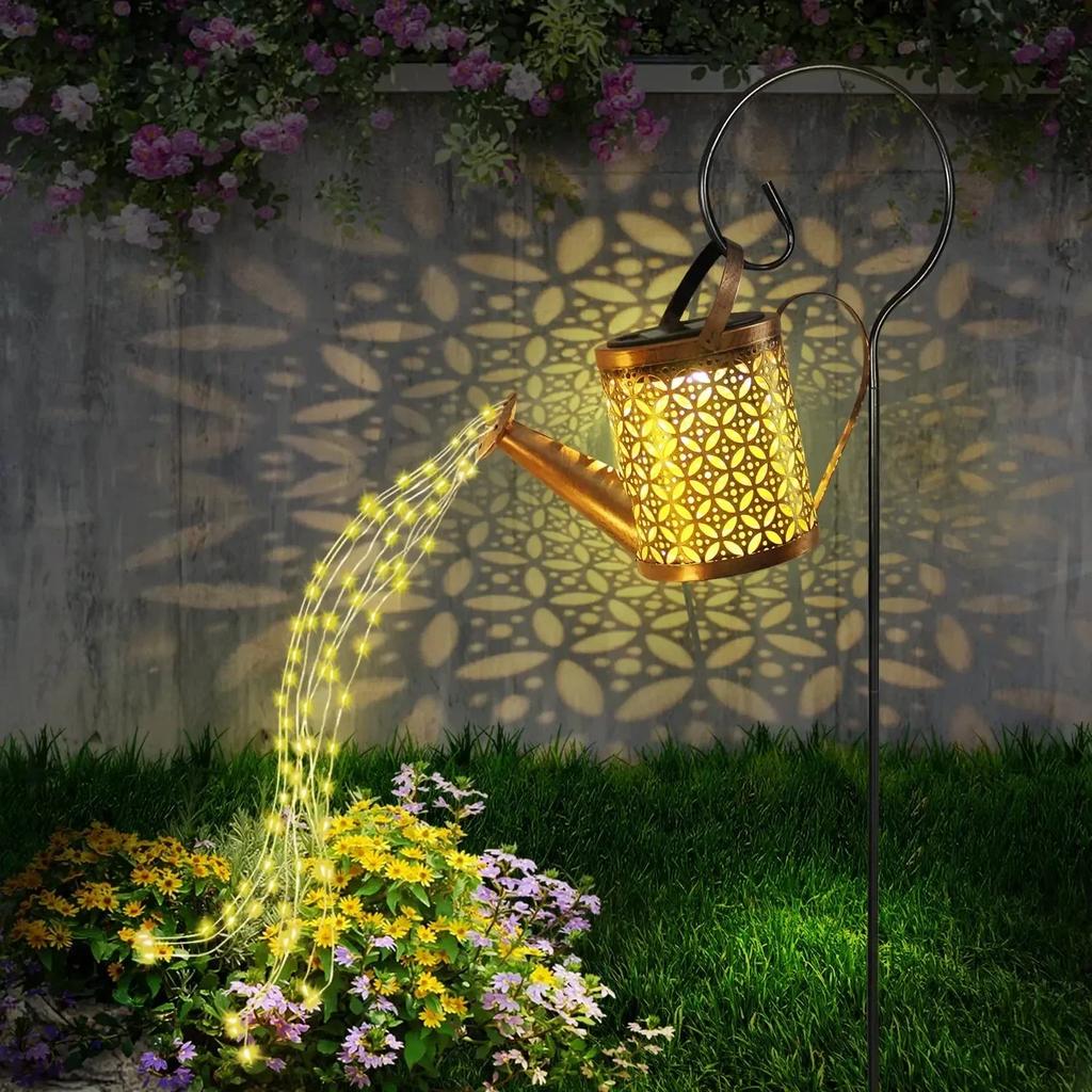 Vintage Metal Outdoor Solar Hanging Kettle Lamp – Waterproof Warm Light, Angel & Fairy Lights for Villa Yard Garden Decoration