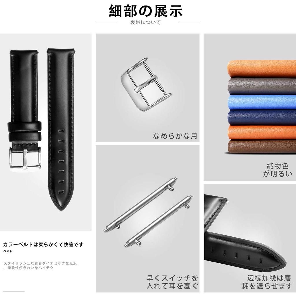 BINLUN Leather Watch Quick Genuine Leather Watch Band for Men and Replacement Leather Watch 3 Colors Includes Adjustment Tool Strap, Release, Women,