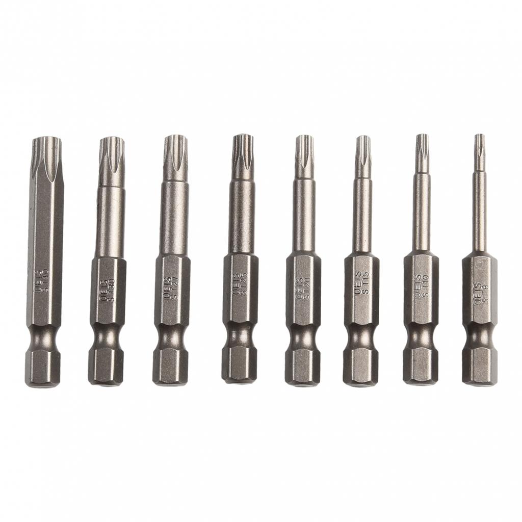 8Pcs /4 Inch Hex Shank Magnetic Five-point,for Torx Screwdriver Bits Set 50mm