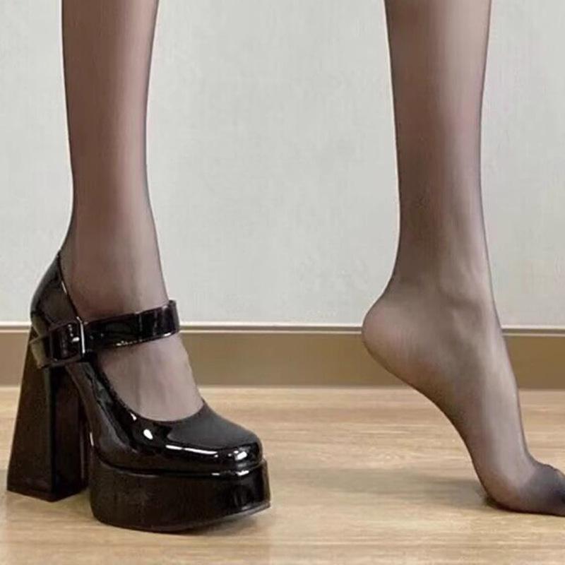 2025 Chunky Heel Black Mary Jane High Heels for Petite Women – French Niche Design