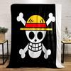 Pirate Skull with Straw Hat Set Designed Flannel Blanket for Bedroom, Living Room, Sofa, and Nap