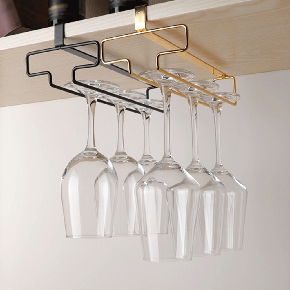 Durable Goblet Storage Shelf Two rows Kitchen Storage Shelf Wine Glass Holder  Under Cabinet