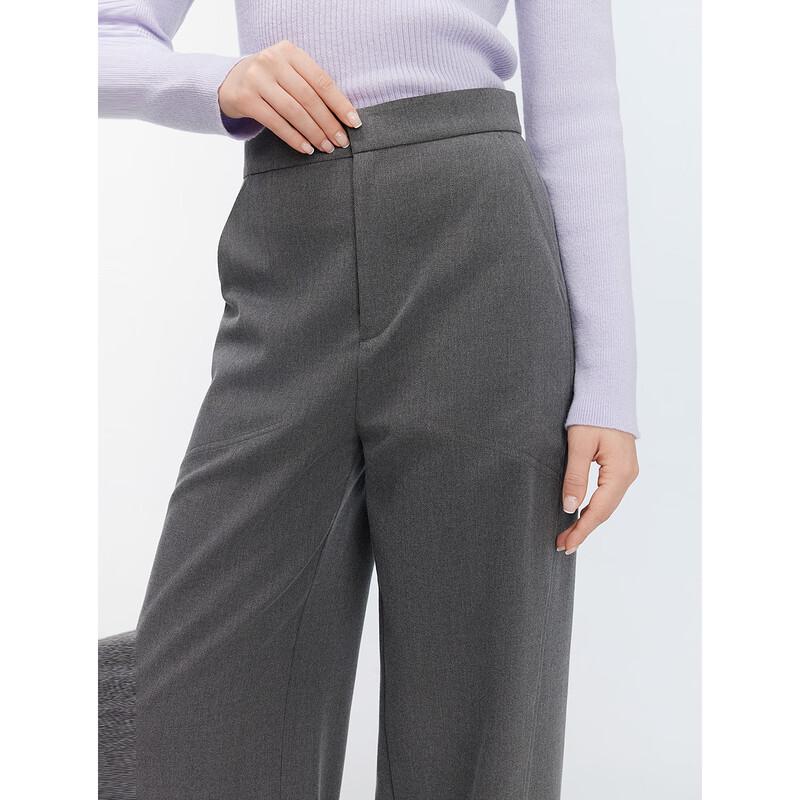 ELLE Women's French Merino Wool High-Waist Wide-Leg Pants