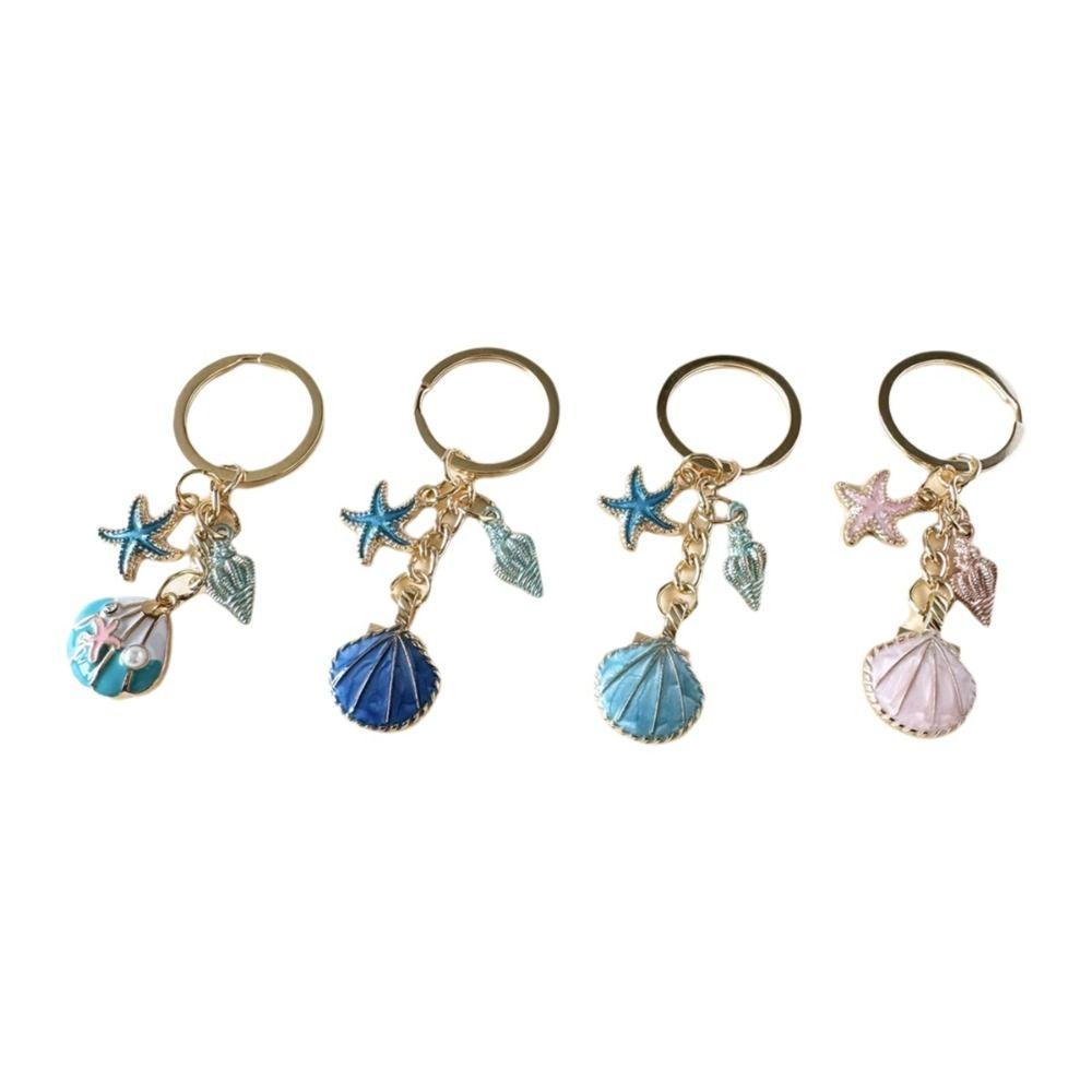 Alloy Ocean Keychain Gold Tone Seashell Keychain Gifts Key Ring Key Decoration