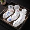 Hand-Painted Ceramic Landscape Teacup - Ice-Type Mutton Fat Jade Finish, Kung Fu Tea Set
