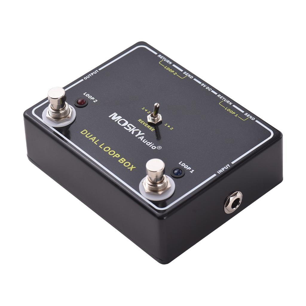MOSKYAUDIO Guitar Effects Loop Switcher Pedal 2 Channel Switcher Aluminum 6.35mm Input Output Dual Footswitch MXR Dual