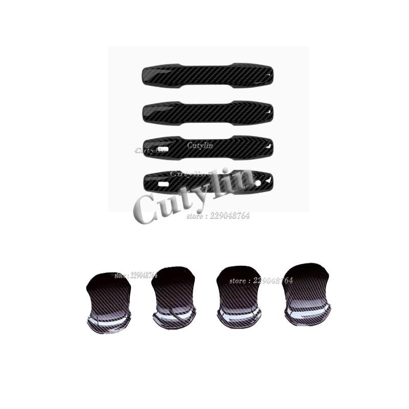 For Toyato Rav4 RAV 4 2026 2027 ABS Black/ Carbon Fiber Side door handle bowl door pull sticker cover trim decoration styling