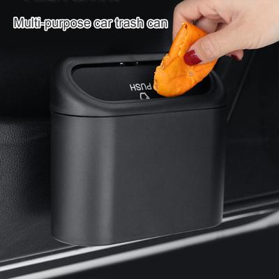 Waterproof Car Trash Bin with Lid Mini Hanging Dustbin Garbage Organizer Pressing Trash Can Garbage Container Bin Vehicle Home Office Accessories