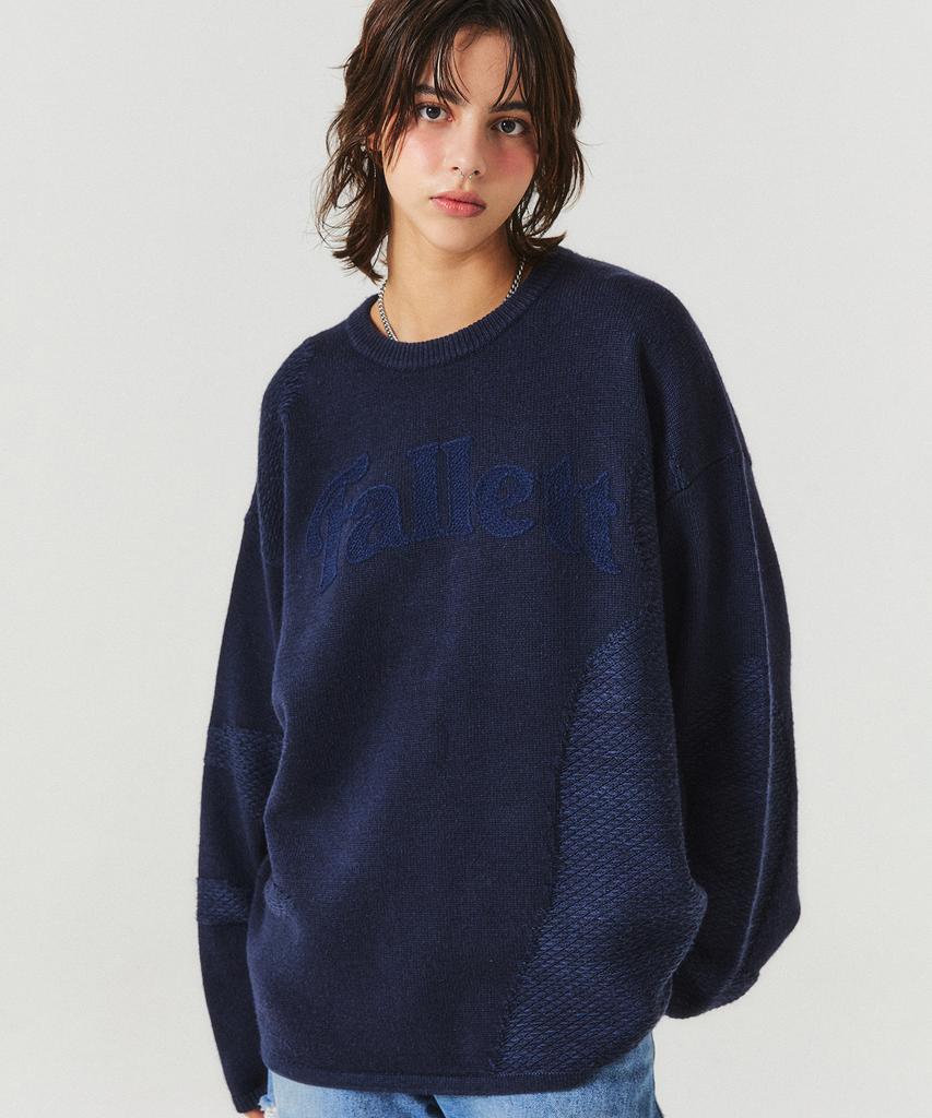 FALLETT Arch Logo Jacquard Knit Navy