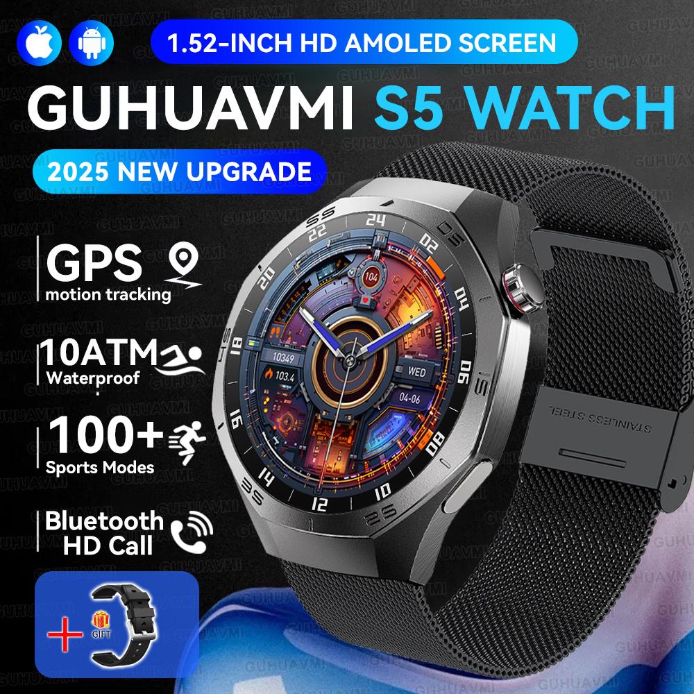 New GPS Tracking AMOLED Screen Smart Watch For Men Sports Modes Bluetooth Call Heart Rate 10ATM Waterproof For Android iOS