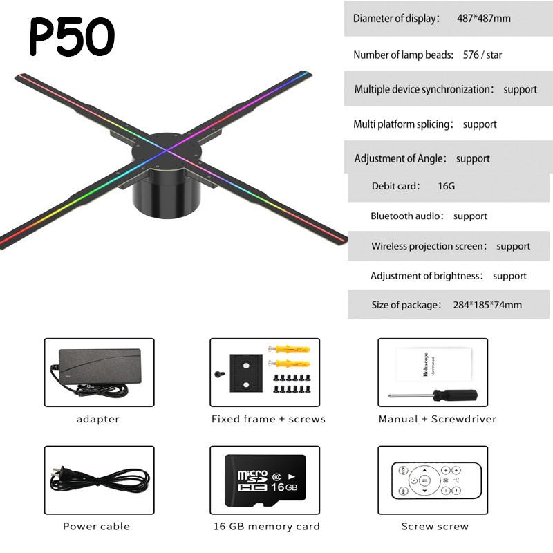 24V3A 3D Holografická Projekce Wifi LED Logo Holografický Světelný Přehrávač Dálkové Ovládání 3D Ventilátor Holografická Reklamní Světla