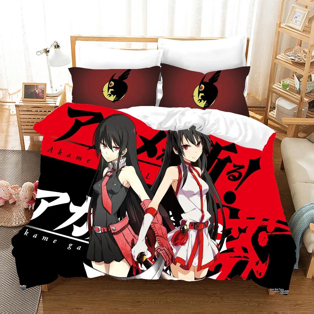 3D Printed Anime Akame Ga KILL Bedding Set Duvet Cover Bedroom Comforter Covers Single Twin King Size Quilt Cover Home Textiles
