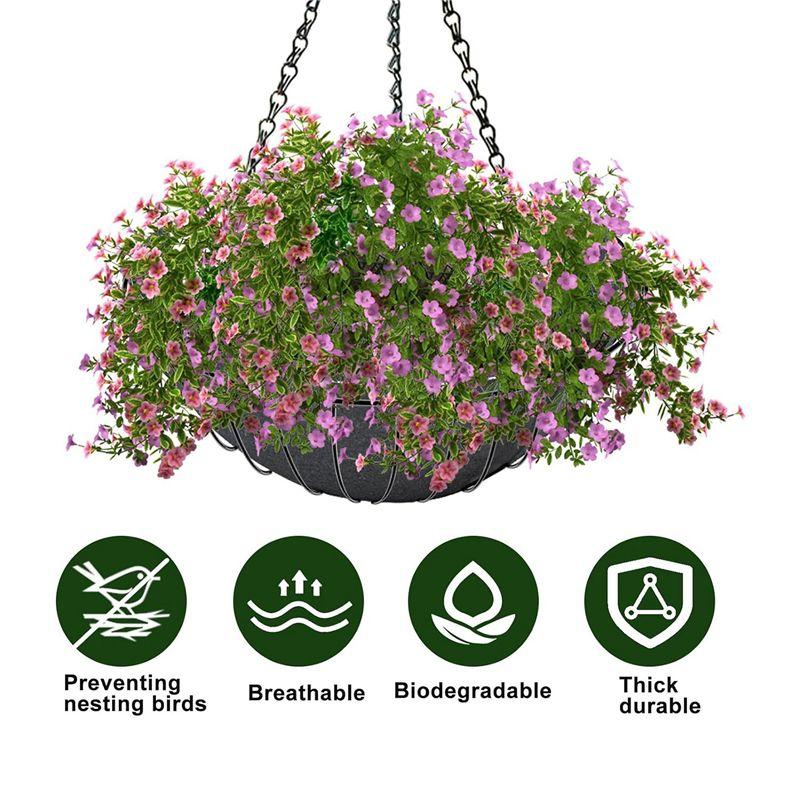 ABUL-3PCS Hanging Flower Basket Liners Set Fabric Hanging Plant Liners Set Round Planter Liners Non-Woven Black Felt Liners 16In