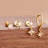 New Arrival Stainless Steel Crystal Zirconia Star Earrings Set For Women Girls Teens Temperament Stud Earrings Lady Jewelry Gift