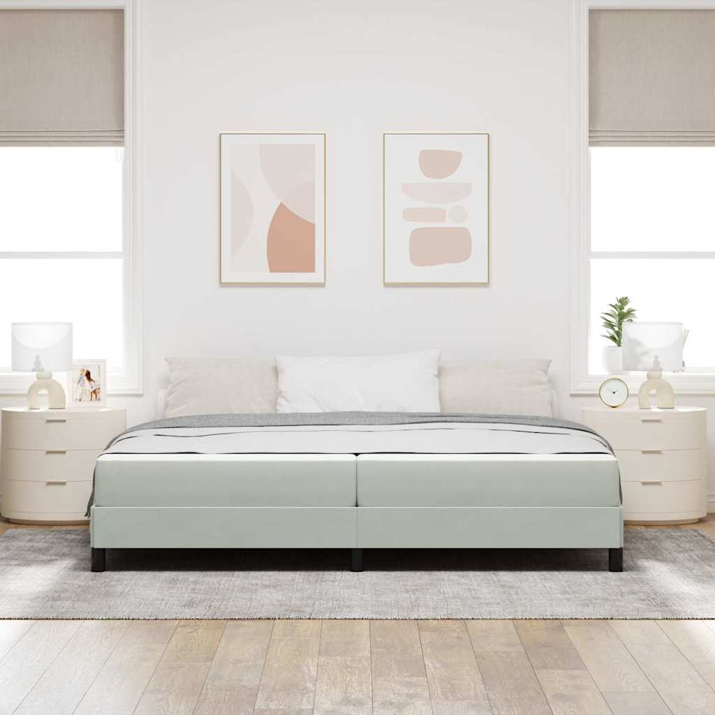 Box Spring Bed with Mattress Light Grey 200 x 200 cm Fabric