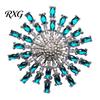 Three-dimensional Brooch Rhinestone Radial Flower Pin, Decorative Zinc Alloy Lapel Sweater Women Metal Cardigan Coat Suits Clothing Accessories,