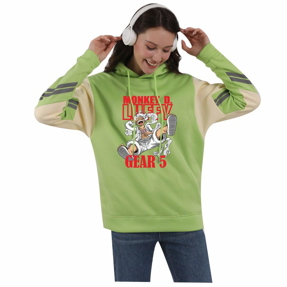 One Piece Pirate King Men's and Women's Color Block Fleece Hoodie - Autumn/Winter
