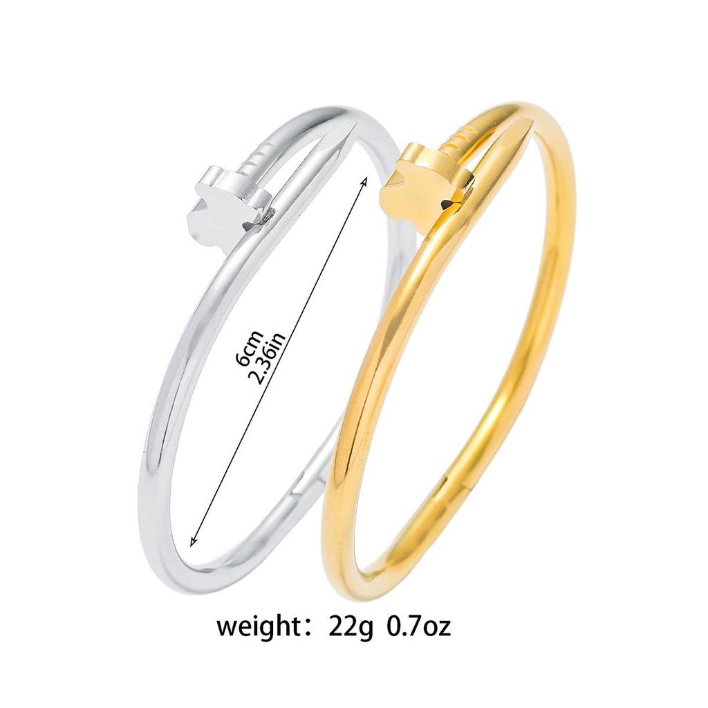 Women's Stainless Steel Bear Nail Bangle – Stylish & Simple European-American Design