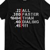 Pro Gun Rights Faster Than Dialing 911 Graphic Tee Mens Womens Cotton