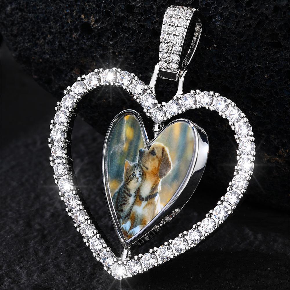 

Dianyi Jewelry Double-Sided Rotating Photo Frame Necklace Pendant