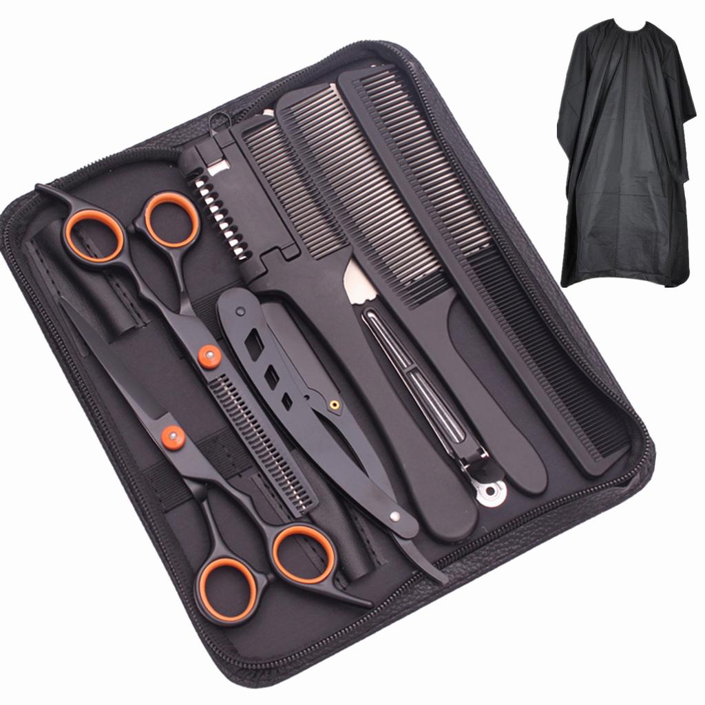 Haarschere 6" Edelstahl Haarschneideschere Friseur Ausdünnschere Haarschnitt Rasiermesser Kamm Wape Set für Friseurbedarf Dropshipping