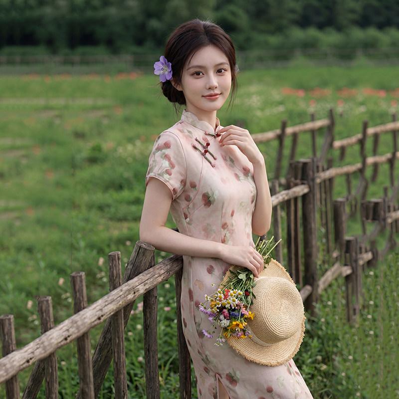 New Chinese Suzhou long improved cheongsam 1011 new young women's retro short sleeves can be worn to work in summer