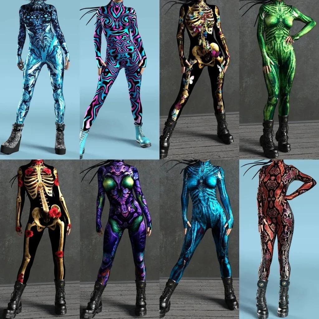 3D Digitaltrykk Sceneopptreden Kostymer Voksne Halloween-arrangementer Karneval Temafest Cosplay Antrekk Latespill Jumpsuit