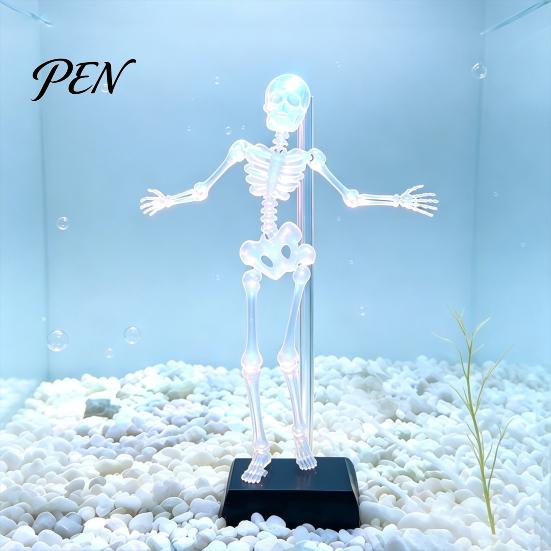Paesaggistica Acquario d'Acqua Dolce Scheletro Danzante Aeratore, Ornamento Dinamico per Acquario di Halloween, Decorazione Subacquea Teschio Mobile Alimentato ad Aria