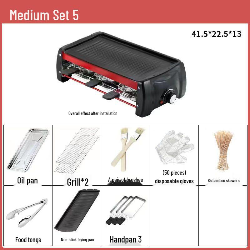 Smokeless Electric BBQ Grill & Roaster - Double Layer Griddle, Grill Pan, and Charcoal Rack