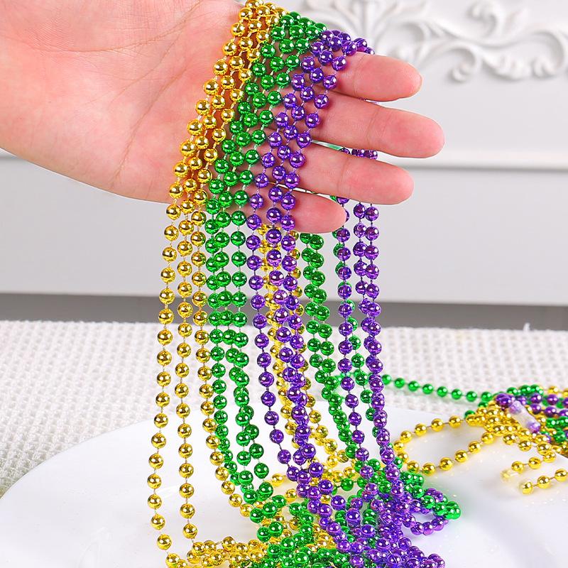 Carnival Bead Chain Necklace New Orleans Holiday Party Necklace Decorative Plastic Bead Chain