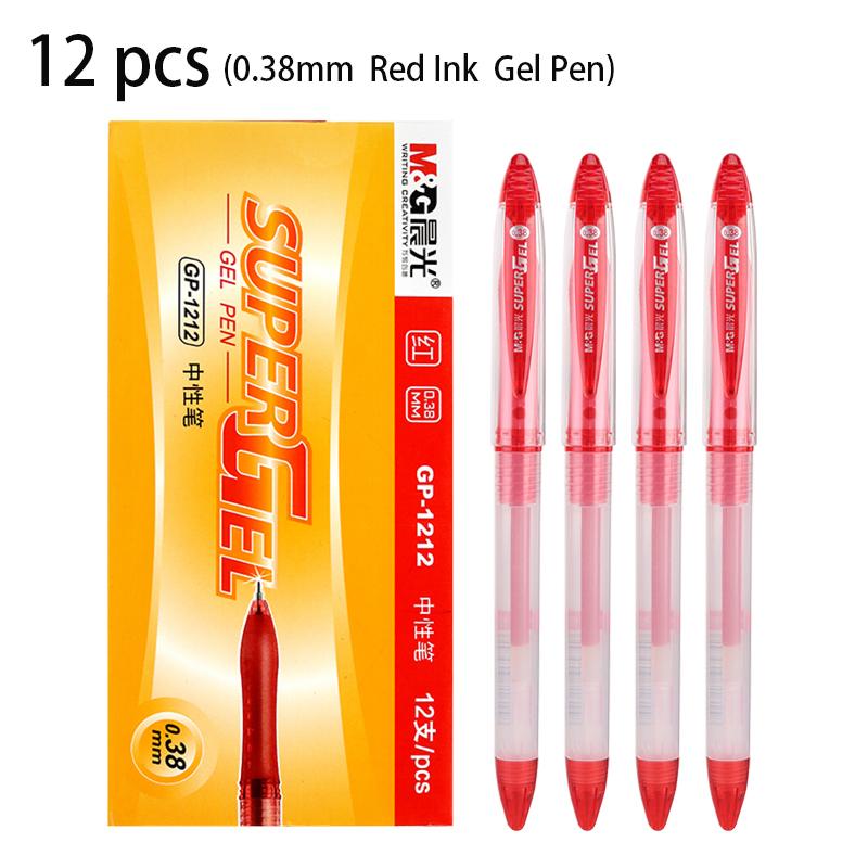 

M&G 12pcs 0.38mm Black Red Blue Ink Gel Pen School Student Supplies Stationery Office Supplies Signing Pen Gift Multi-Colored